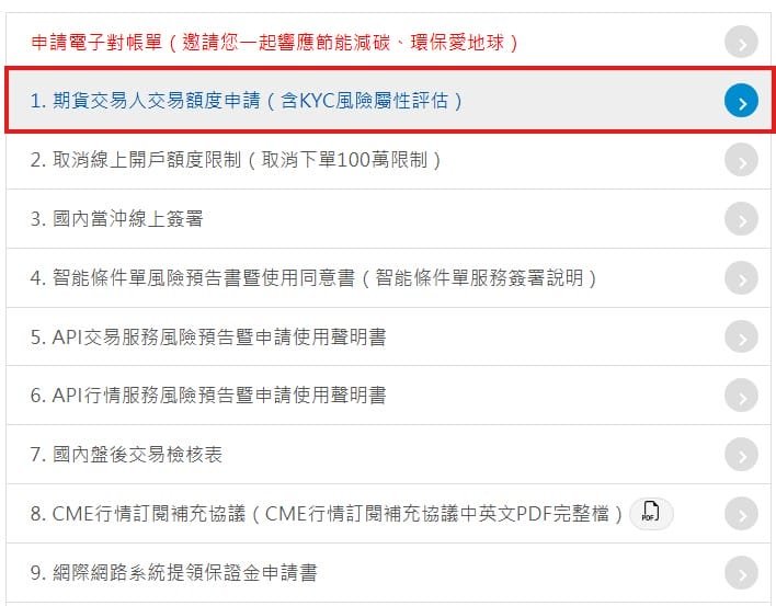 期貨交易人交易額度申請